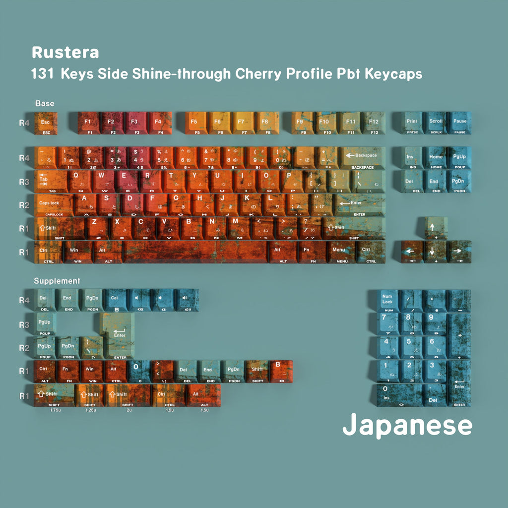 Rustera — Cherry Side-lit PBT Keycap Set — Japanese layout