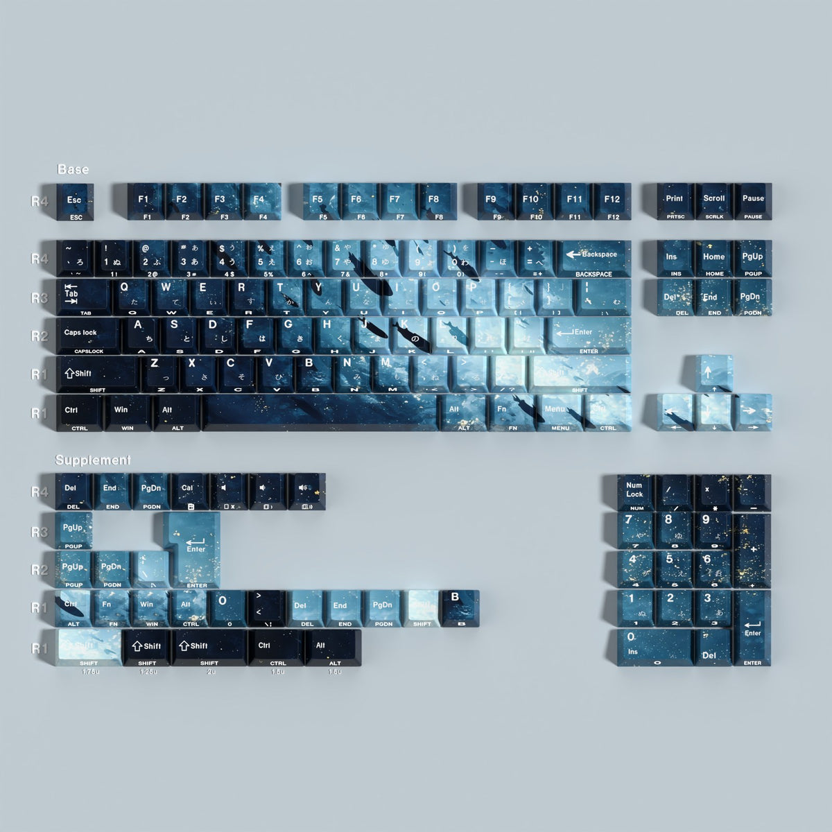 Silver Shoal keycap set — Japanese layout