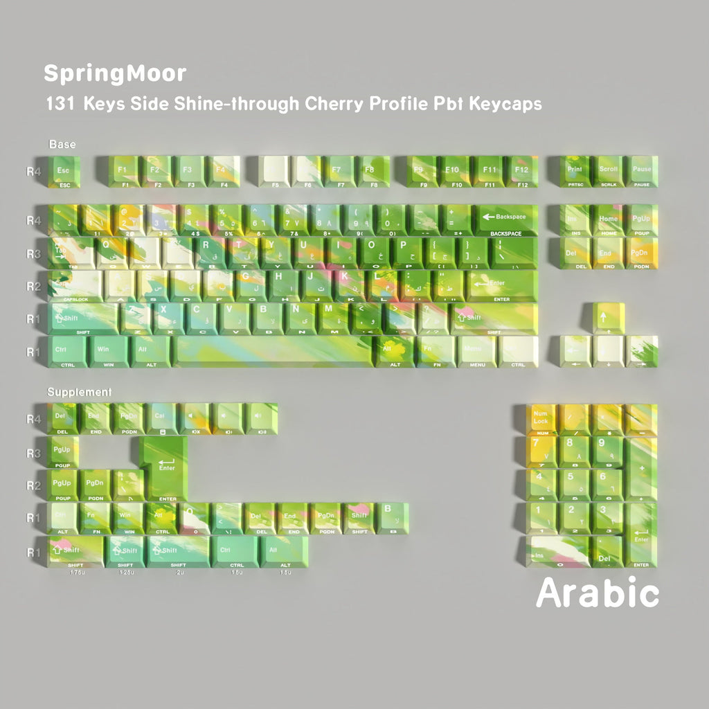 SpringMoor — Cherry Side-lit PBT Keycap Set — Arabic layout