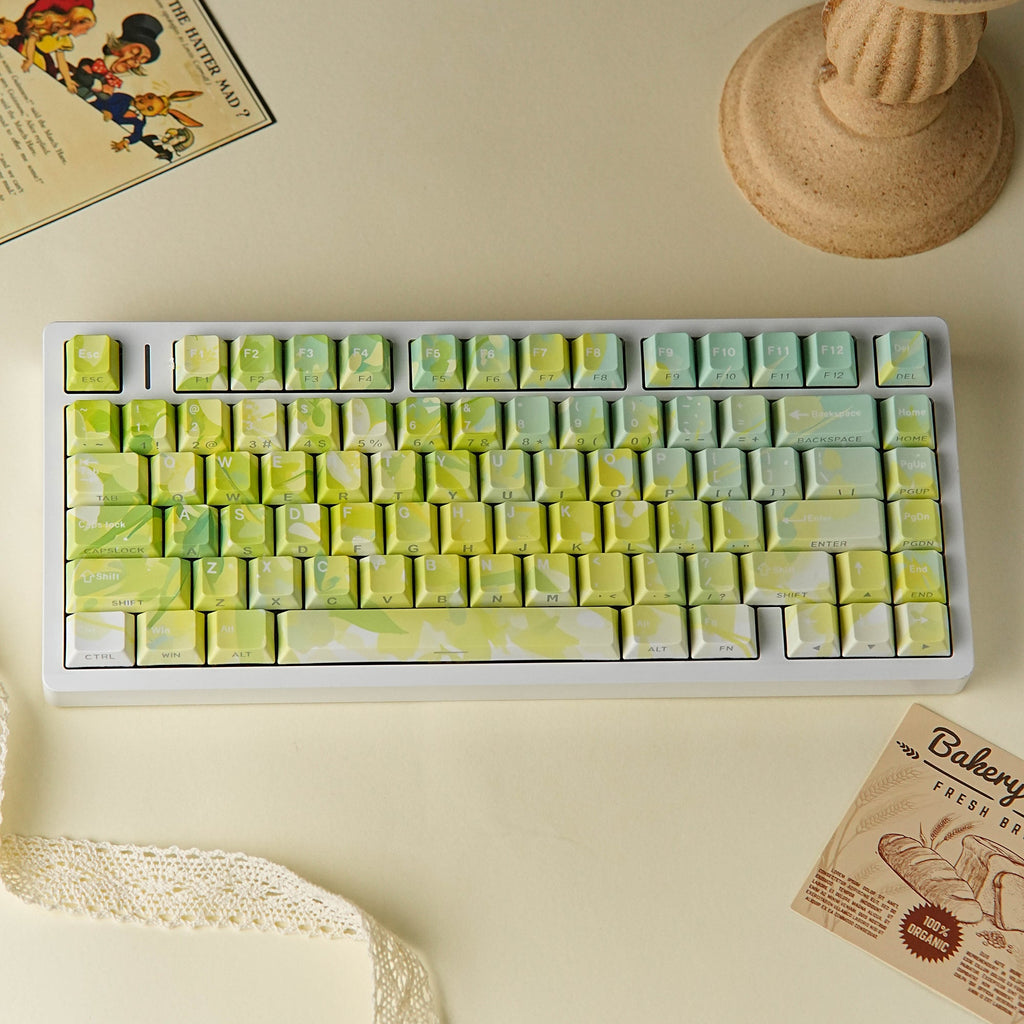 Summer Trail keycap set — styled with vintage card