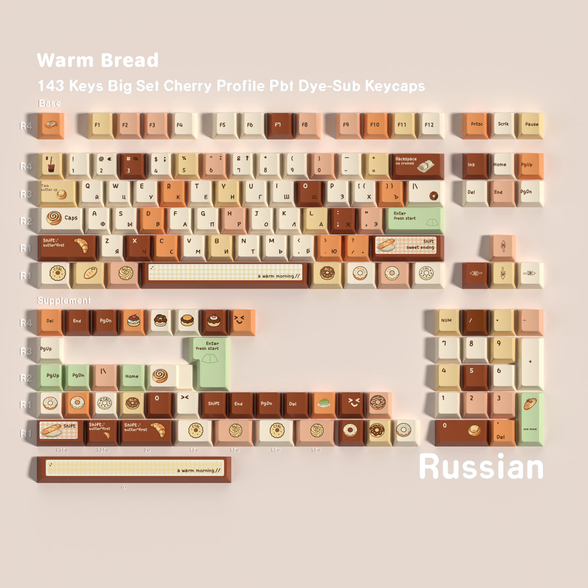 Warm Breakfast — Cherry Non-translucent PBT Keycap Set