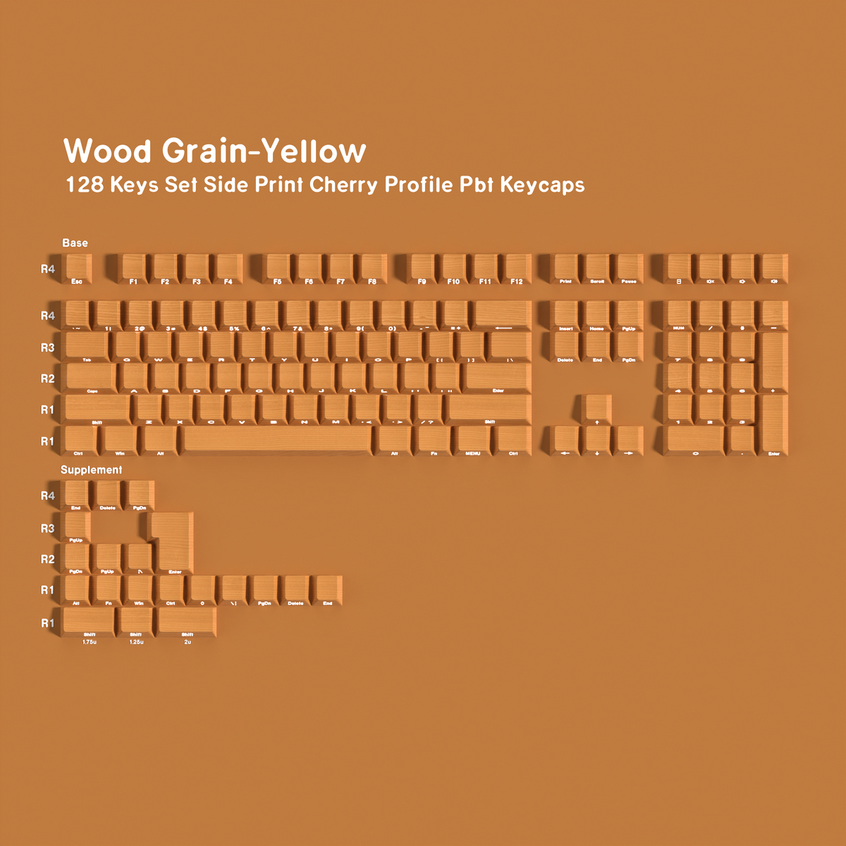 Wood Grain — Набор кейкапов PBT Cherry Side-lit
